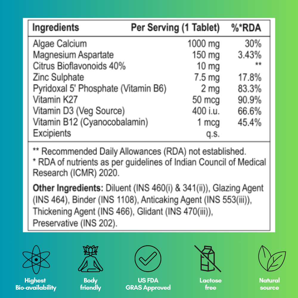 Voll Sante Algal Calcium Calgal Plus: Bottle of 30 Tablets
