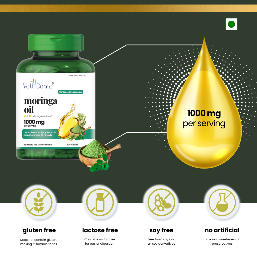 Voll Sante Moringa Oil: Bottle of 30 Capsules