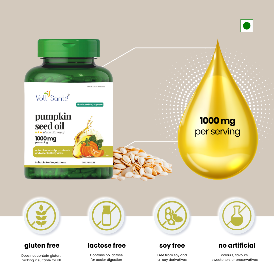 Voll Sante Pumpkin Seed Oil: Bottle of 30 Capsules