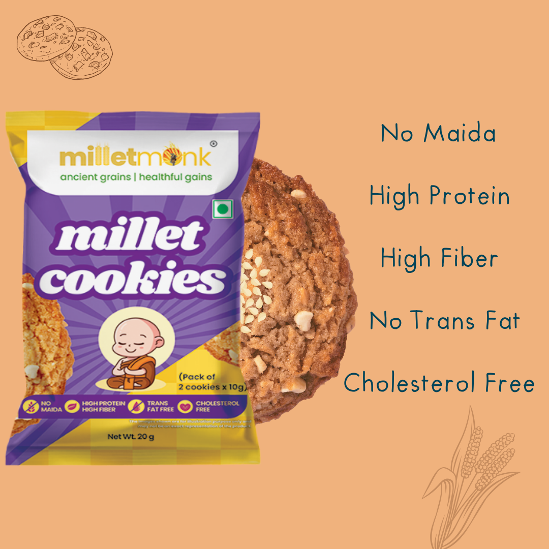 Millet Monk Millet Cookies: 180gm (18 Cookies)