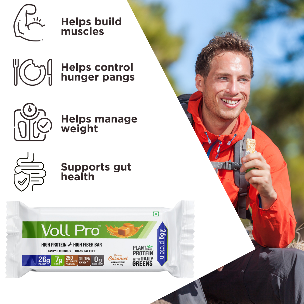 Voll Pro Plant Protein Bar: 26g protein in 65g bar: (Pack of 65g*6 bars)