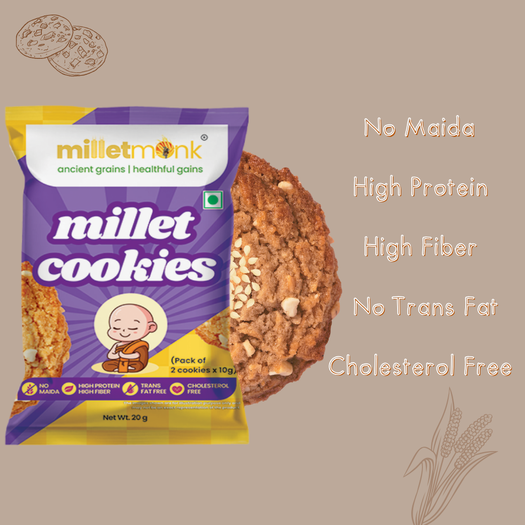 Millet Monk Millet Cookies | Multi Grain Cookies : 180gm (18 Cookies)