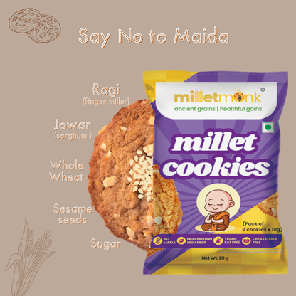 Millet Monk Millet Cookies | Multi Grain Cookies : 180gm (18 Cookies)