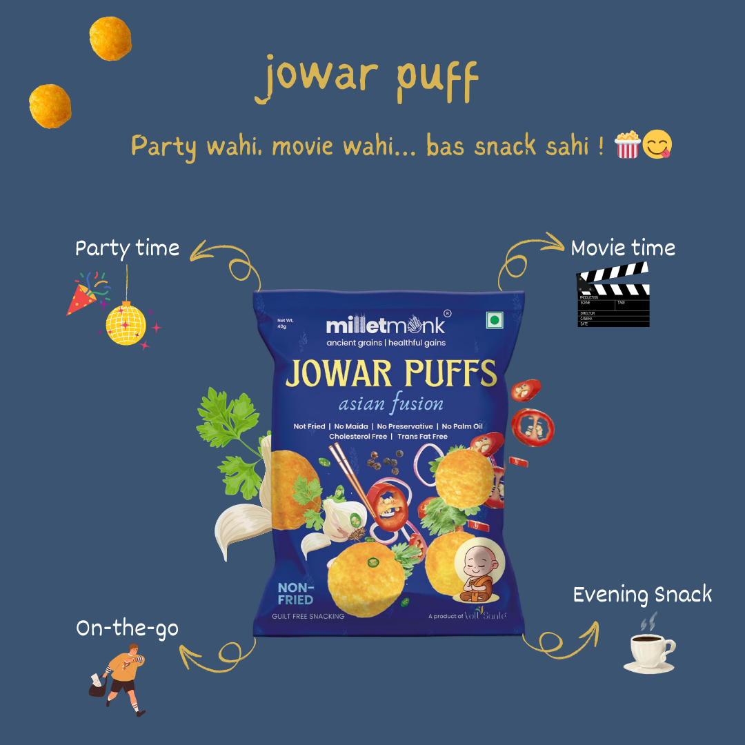 Millet Monk Jowar Puff: 40g (Pack of 3)