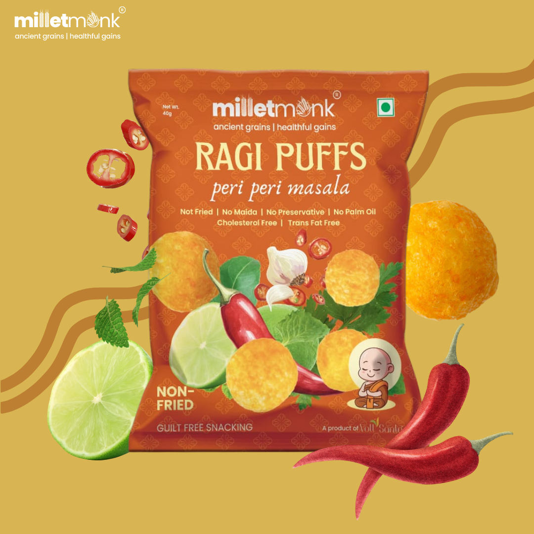 Millet Monk Ragi Puff : 40g (Pack of 3)