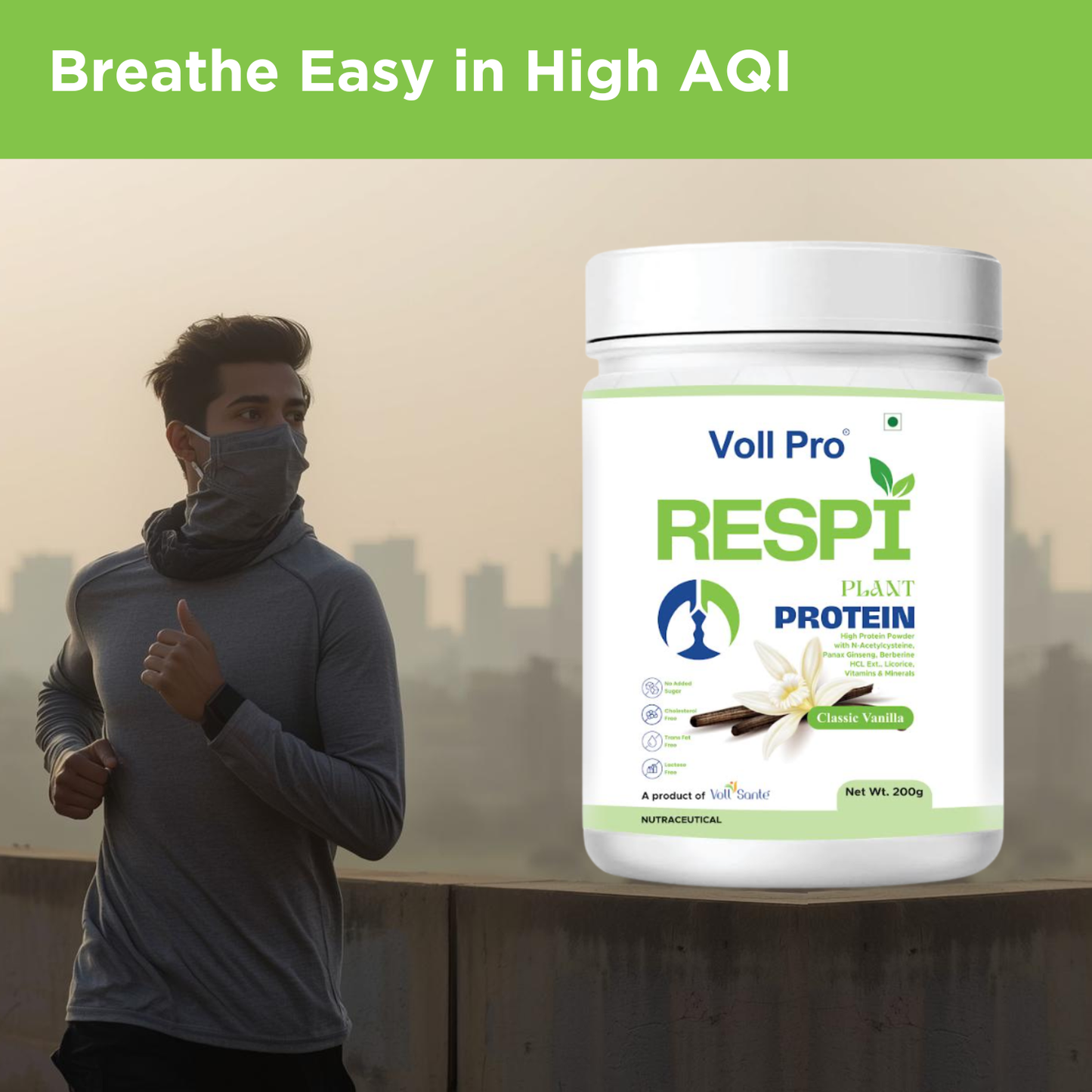 Voll Pro Respi Plant Protein Powder 200g (Vanilla Flavour)