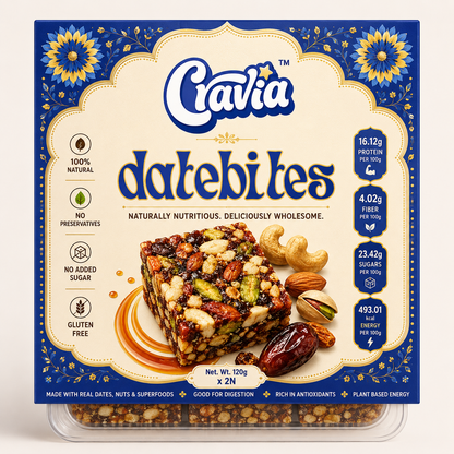 Cravia Date Bites – Premium Date & Nut Energy Bites | No Added Sugar | 120g × 2