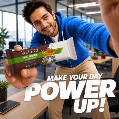 Plant Protein Bar – Voll Pro (20g Protein per 50g Bar, Pack of 6) Caramel Flavour