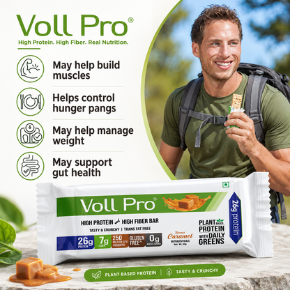 Plant Protein Bar – Voll Pro (26g Protein per 65g Bar, Pack of 6)