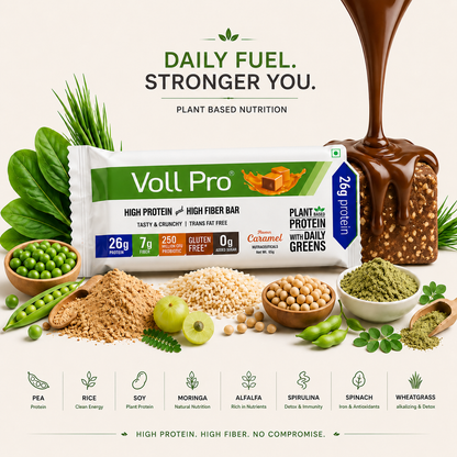 Plant Protein Bar – Voll Pro (26g Protein per 65g Bar, Pack of 6)