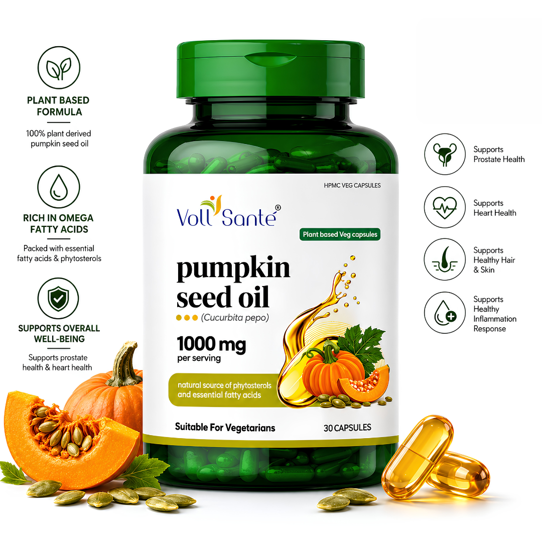 Pumpkin Seed Oil Capsules – 1000 mg Cold-Pressed (30 Veg Capsules)