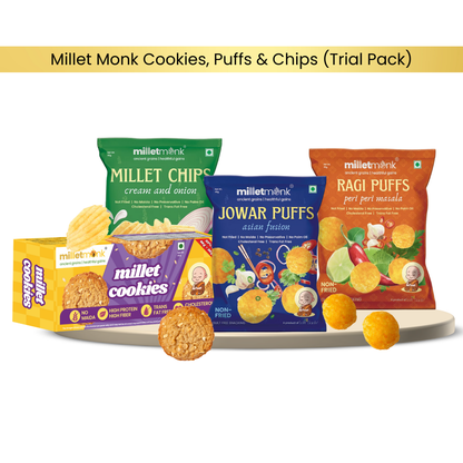 Millet Monk Cookies, Puffs & Chips (Combo Pack)