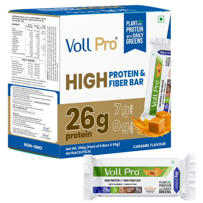 Plant Protein Bar – Voll Pro (26g Protein per 65g Bar, Pack of 6)