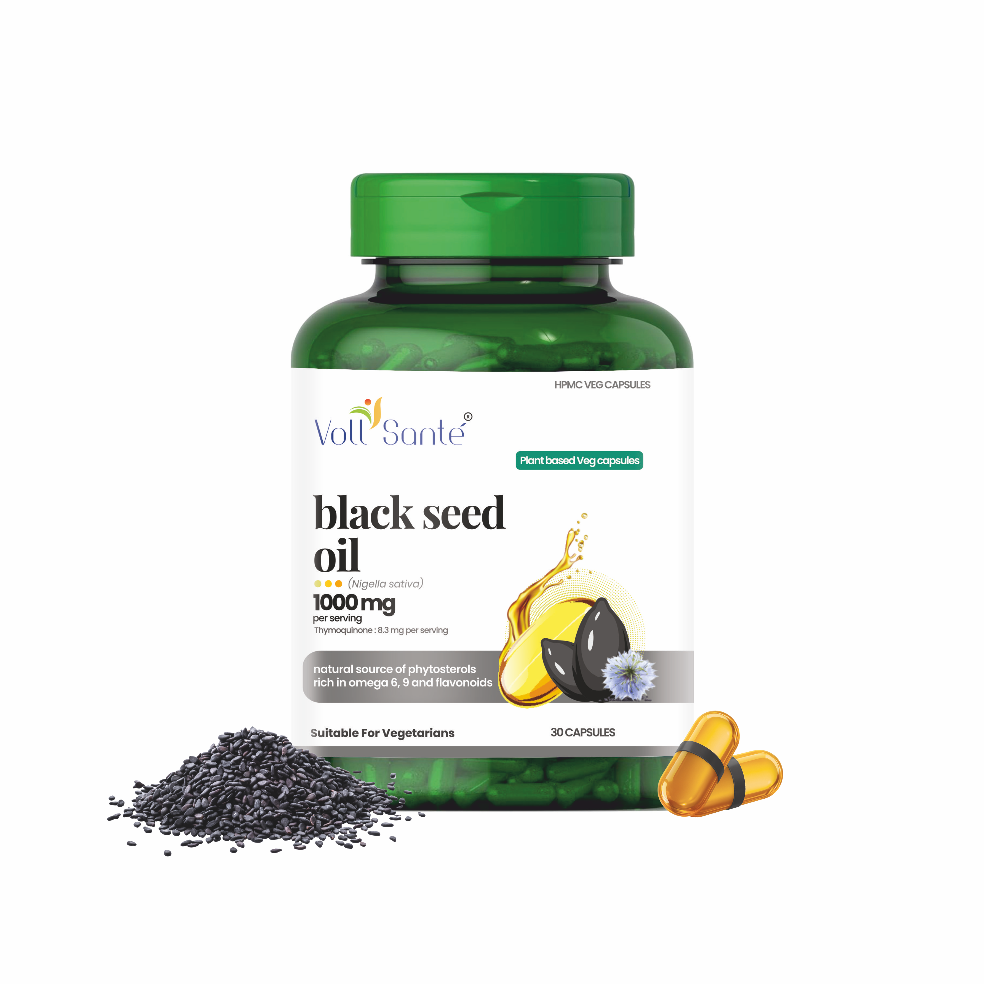 Voll Sante Black seed Oil: Bottle of 30 Capsules